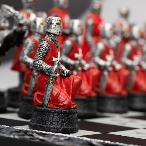 Italfama Crusader-Themed Hand-Painted Resin Chess Set, 43cm Board, Made in Italy