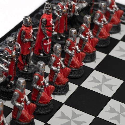 Italfama Crusader-Themed Hand-Painted Resin Chess Set, 43cm Board, Made in Italy
