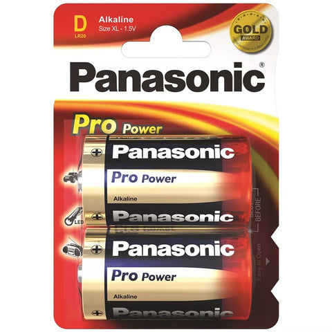 2 Panasonic Alkaline Pro Power D Lr20 Batteries Blister 1.5V Mono Mn1300 Am1 NEW