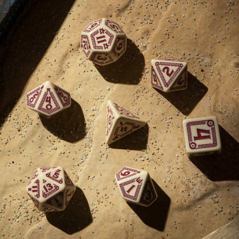 Runequest Dice Set Beige And Burgundy Story Role Playing Games Q-Workshop NEW