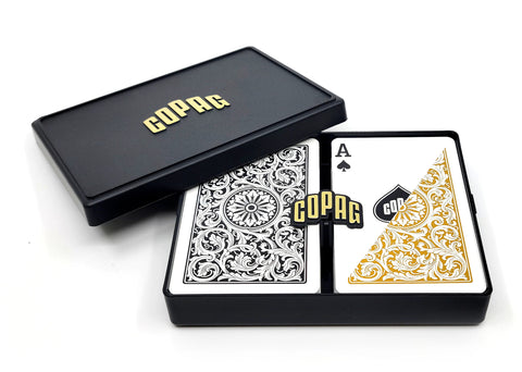 Copag Elite Bridge Playing Cards Double Deck Regular Index Gold Black 144-9