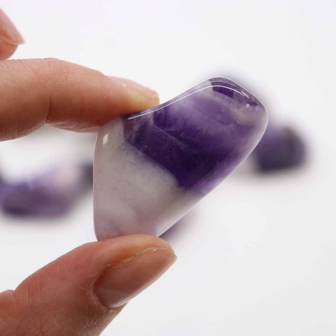 24 Medium Tumble Stones - Amethyst Banded B Grade Gemstones Ancient Wisdom NEW