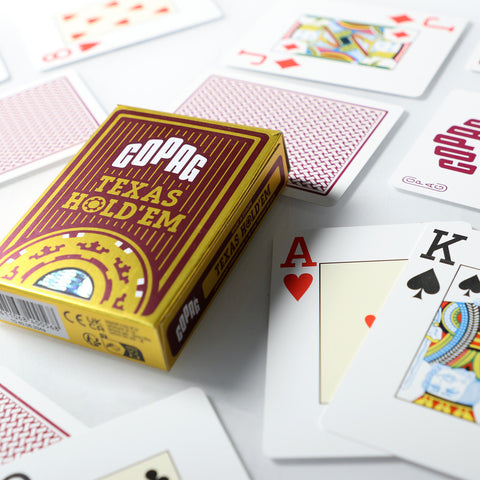 COPAG TEXAS HOLD'EM RED 100% PLASTIC JUMBO INDEX POKER CARDS CASINO DECK NEW