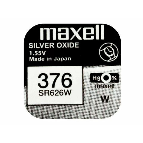 1x Maxell 376 SR626W Silver Oxide Watch Battery Mercury Free