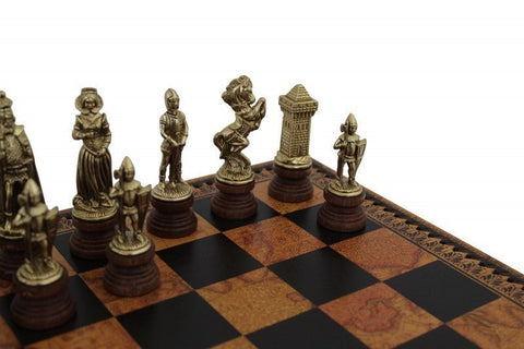 Italfama Mary Stuart Chess, Checkers & Backgammon Leather Board Set Italian