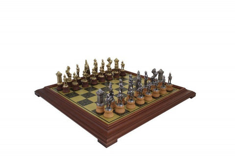 Italfama Mary Stuart Chess Set, Gold/Silver Metal & Wood, 52cm Board, Italy