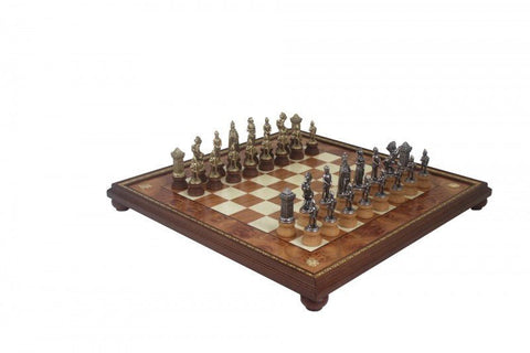 Italfama Mary Stuart Queen of Scots Metal Chess Set, Elm Wood Board, Handmade