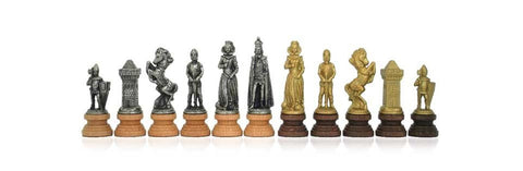Italfama Mary Stuart Chess, Metal/Wood Gold-Silver, Leather Board, 3-in-1