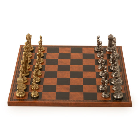 Italfama Mary Stuart IV Metal Chess Set with Leatherette Board, Made in Italy
