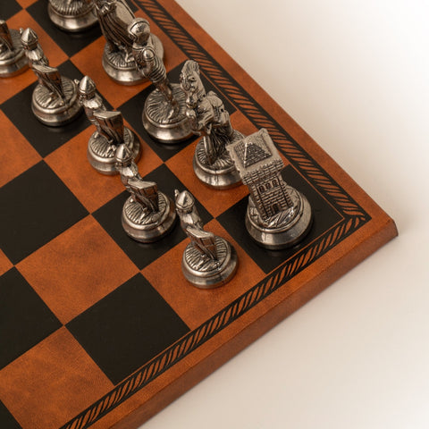 Italfama Mary Stuart IV Metal Chess Set with Leatherette Board, Made in Italy