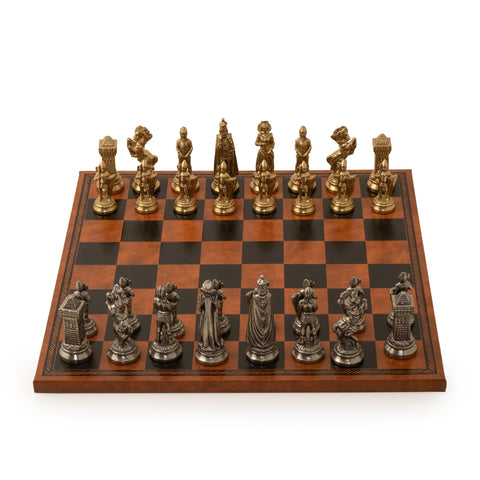 Italfama Mary Stuart IV Metal Chess Set with Leatherette Board, Made in Italy