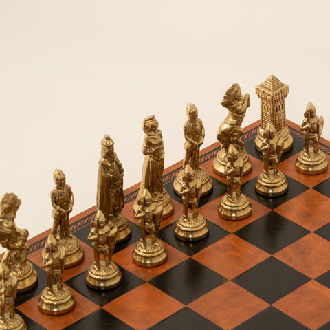 Italfama Mary Stuart IV Metal Chess Set with Leatherette Board, Made in Italy