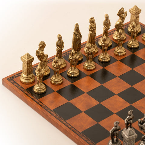 Italfama Mary Stuart IV Metal Chess Set with Leatherette Board, Made in Italy
