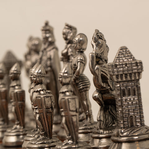 Italfama Mary Stuart IV Metal Chess Set with Leatherette Board, Made in Italy