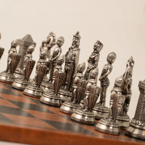 Italfama Mary Stuart IV Metal Chess Set with Leatherette Board, Made in Italy