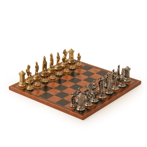 Italfama Mary Stuart IV Metal Chess Set with Leatherette Board, Made in Italy