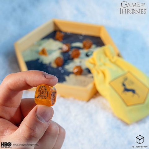 Game of Thrones Baratheon 8-Die Polyhedral Dice Set by Q-Workshop, Yellow/Black