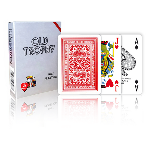 Old Trophy Red Poker Playing Cards Deck Plastic Modiano Magic Tricks Italy NEW