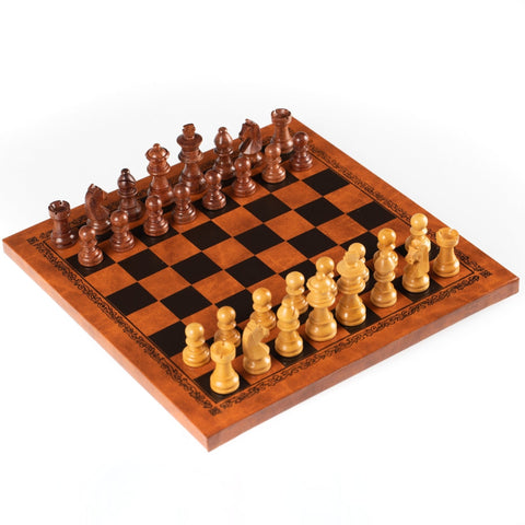 Italfama Magnetic Mahogany Chess Set, Leatherette Board, 26 cm, Italian