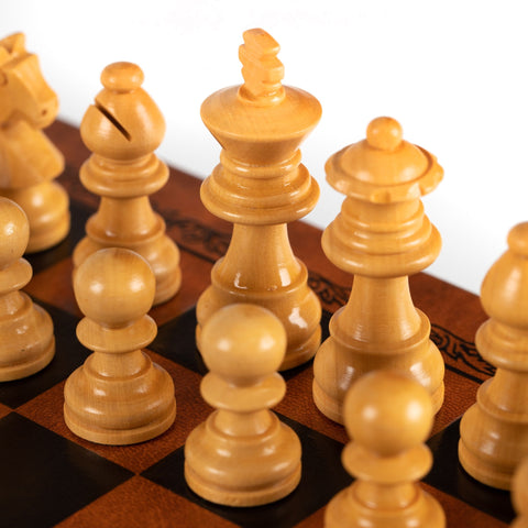 Italfama Magnetic Mahogany Chess Set, Leatherette Board, 26 cm, Italian