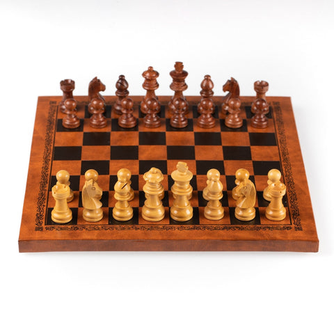 Italfama Magnetic Mahogany Chess Set, Leatherette Board, 26 cm, Italian