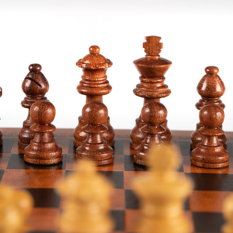 Italfama Magnetic Mahogany Chess Set, Leatherette Board, 26 cm, Italian