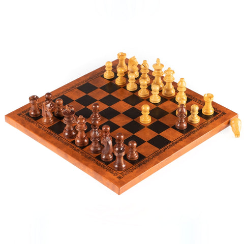 Italfama Magnetic Mahogany Chess Set, Leatherette Board, 26 cm, Italian
