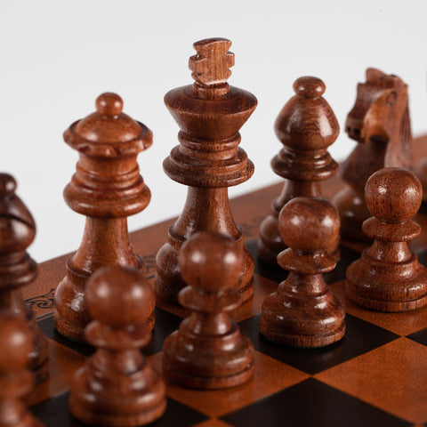Italfama Magnetic Mahogany Chess Set, Leatherette Board, 26 cm, Italian