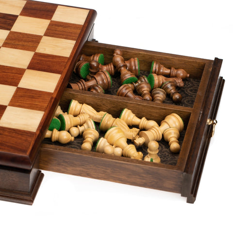 Italfama Italian Handmade Walnut Chess Set with Mahogany Pieces, 43 cm