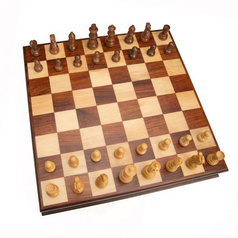 Italfama Italian Handmade Walnut Chess Set with Mahogany Pieces, 43 cm