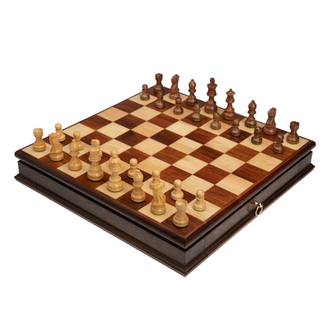 Italfama Italian Handmade Walnut Chess Set with Mahogany Pieces, 43 cm
