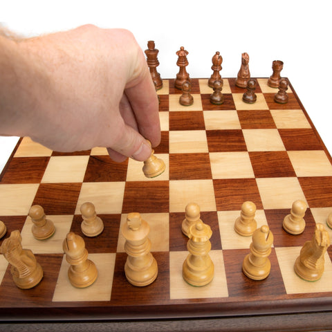 Italfama Italian Handmade Walnut Chess Set with Mahogany Pieces, 43 cm