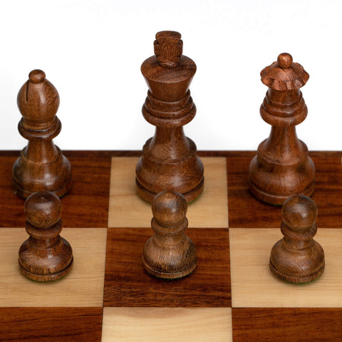 Italfama Italian Handmade Walnut Chess Set with Mahogany Pieces, 43 cm
