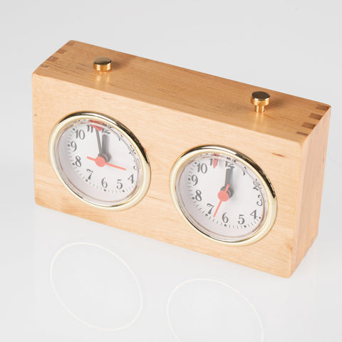 Italfama Wooden Analog Chess Clock, Classic Design, Gold Accents, Made in Italy
