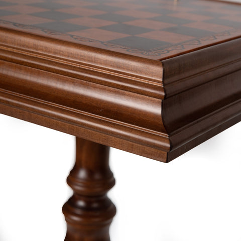 Italfama Wooden Chess Table, Faux Leather Board, Storage, Made in Italy