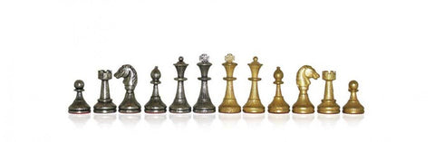 Italfama Handcrafted Metal Chess Set, Gold/Silver Plated 35cm Board with Drawer