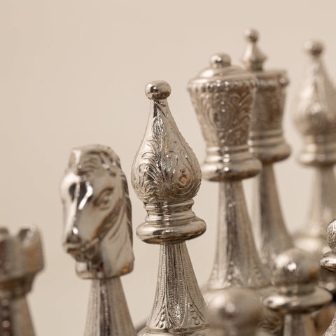 Italfama Gold/Silver Plated Metal Chess Set, Leatherette Board 48cm Italy