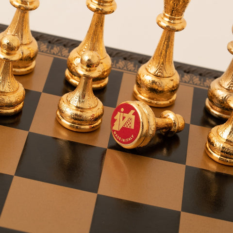Italfama Gold/Silver Plated Metal Chess Set, Leatherette Board 48cm Italy