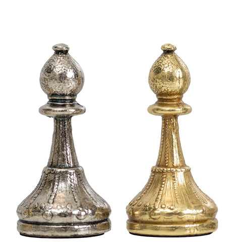Italfama Metal Chess Set, Wooden 25cm Board & Faux Leather Case, Italy