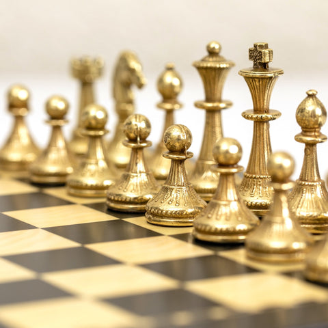 Italfama Metal Chess Set, Wooden 25cm Board & Faux Leather Case, Italy