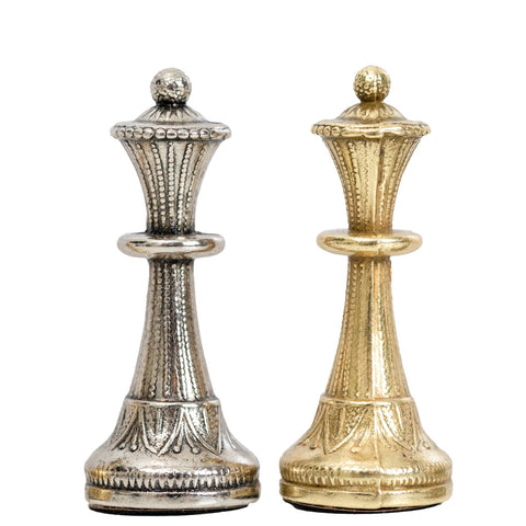 Italfama Metal Chess Set, Wooden 25cm Board & Faux Leather Case, Italy