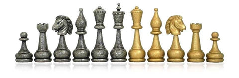 Italfama Metal Chess Set, Faux Leather Board with Storage, Checkers & Backgammon
