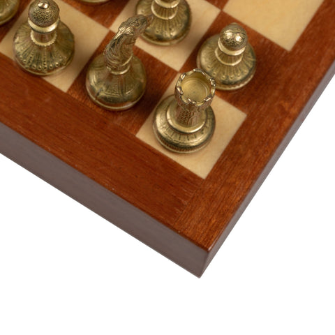 Italfama Metal Chess Set, Rosewood 24cm Board, Gold & Silver Pieces, Italy