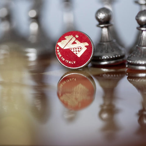 Italfama Metal Chess Set, Rosewood 24cm Board, Gold & Silver Pieces, Italy