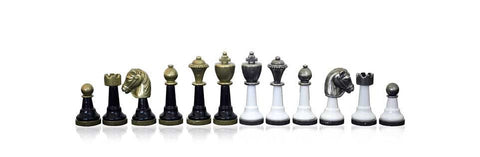 Italfama Italian Chess Set, Metal & Wood Pieces, Lacquered 40x40cm Board
