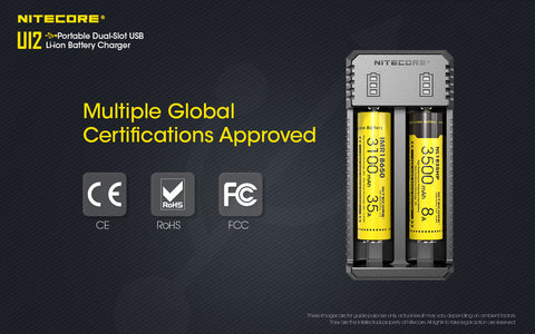 Nitecore Ui2 Portable Dual-Slot USb Battery Charger Batteries Not Included 3.6 V