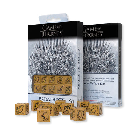 Game of Thrones Baratheon Dice Set 10x D6 Yellow/Black Q-Workshop Licensed