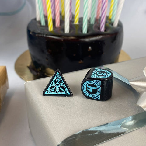 Q-Workshop 20 Years Viking Dice Set Black & Turquoise Limited Edition S20Y02