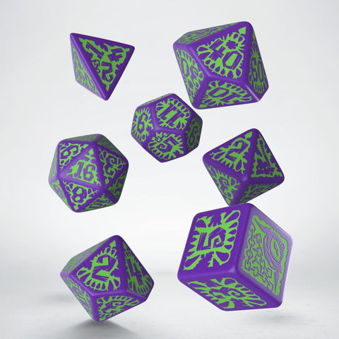 Pathfinder Roleplaying Game Goblin Dice Set Paizo Q-Workshop Purple & Green NEW