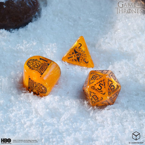 Game of Thrones Baratheon 8-Die Polyhedral Dice Set by Q-Workshop, Yellow/Black